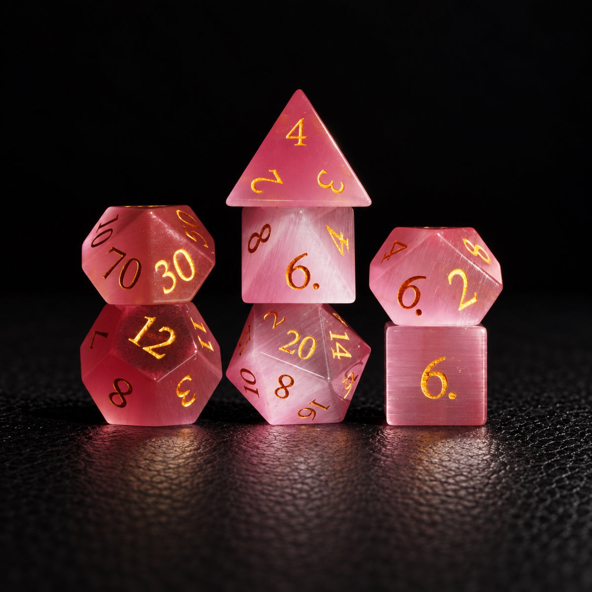 Rose Fey Charm-Gemstone Dice Set – standing polyhedral set