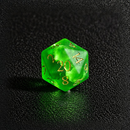 Verdant Rift Sigil-Gemstone Dice Set – D20 close-up