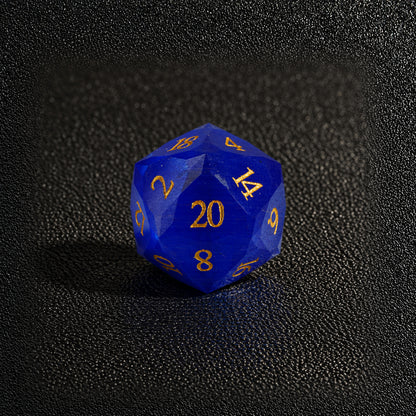 Sapphire Dragon Scale-Gemstone Dice Set – D20 close-up