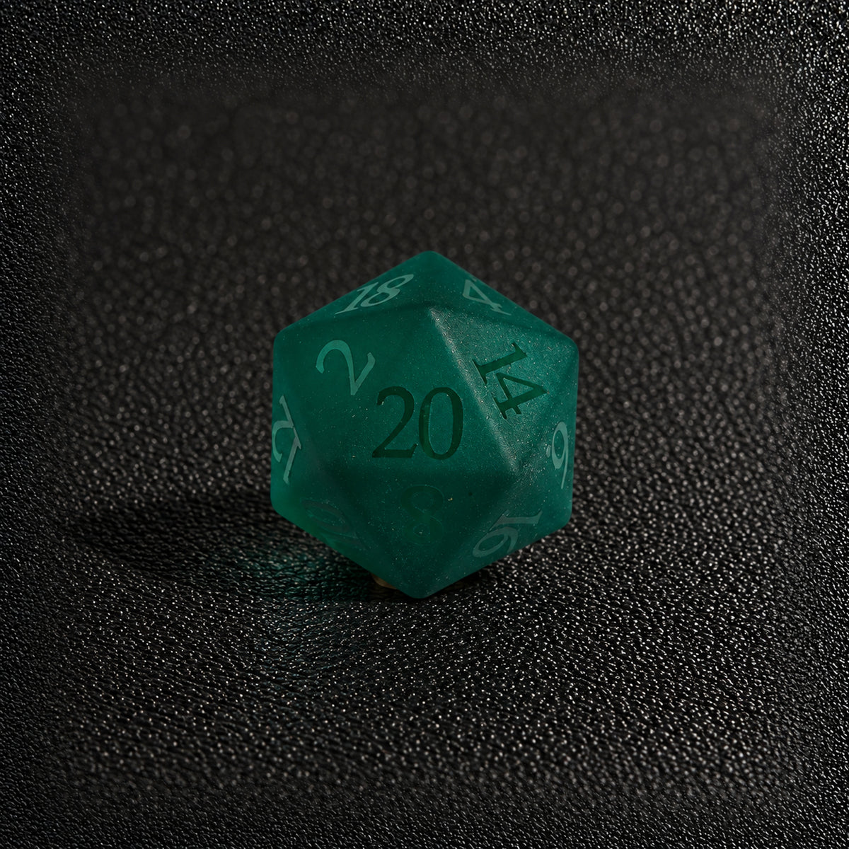 Evergreen Rune Grove-Gemstone Dice Set – D20 close-up