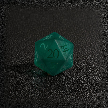 Evergreen Rune Grove-Gemstone Dice Set – D20 close-up