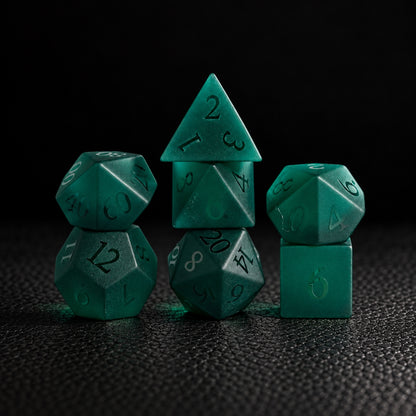 Evergreen Rune Grove-Gemstone Dice Set – standing polyhedral set
