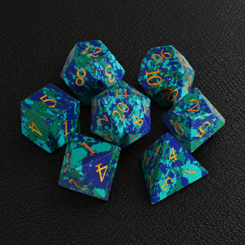 Abyssal Mosaic Gate-Gemstone Dice Set – complete seven-piece set