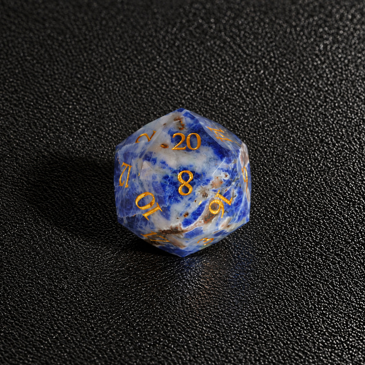Lapis Crown Relic-Gemstone Dice Set – D20 close-up
