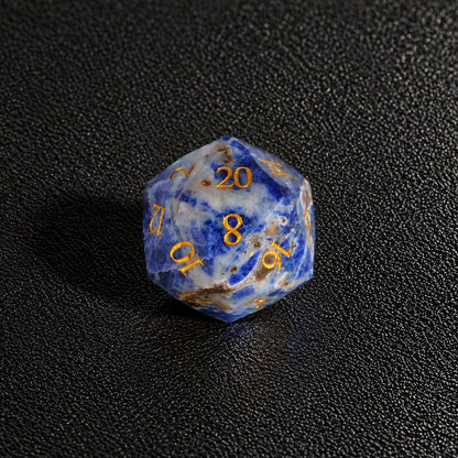 Lapis Crown Relic-Gemstone Dice Set – D20 close-up