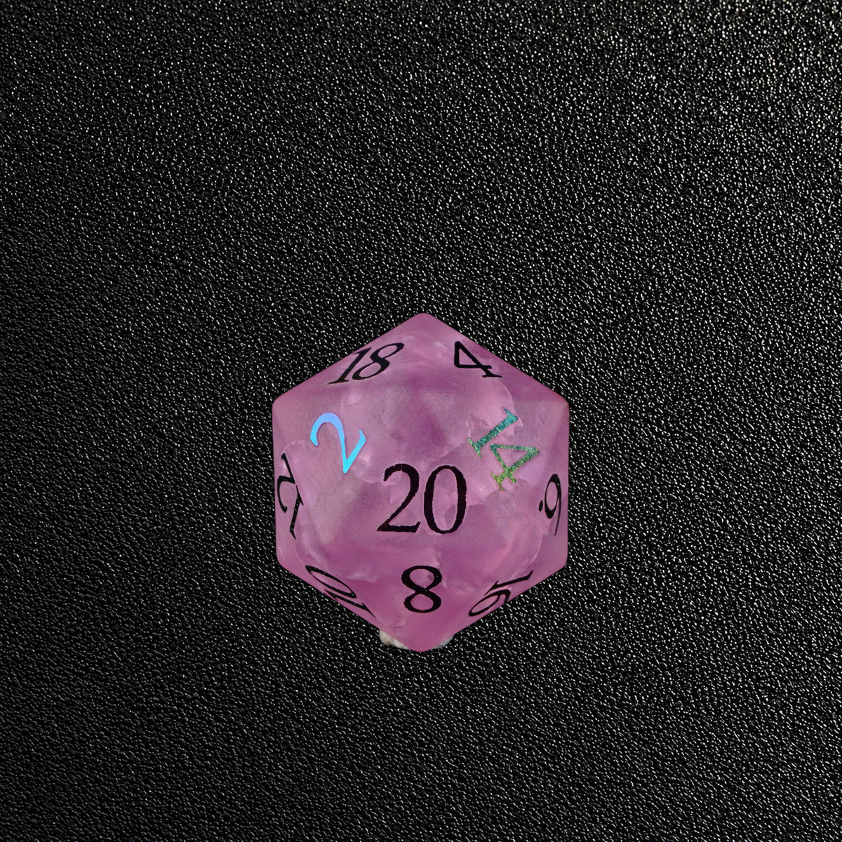 Fey Rose Covenant-Gemstone Dice Set – D20 close-up