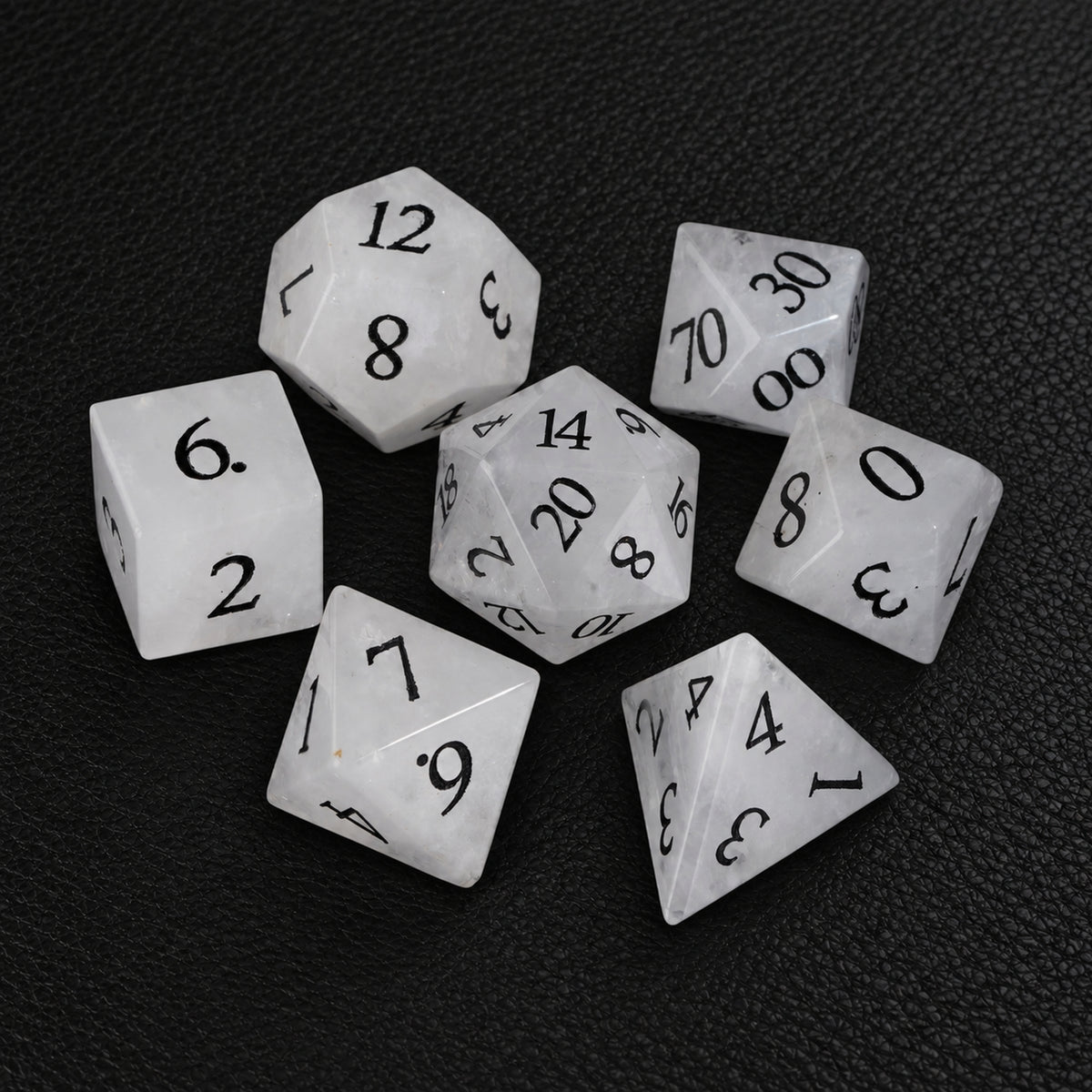 Frostbound Prophecy-Gemstone Dice Set – complete seven-piece set