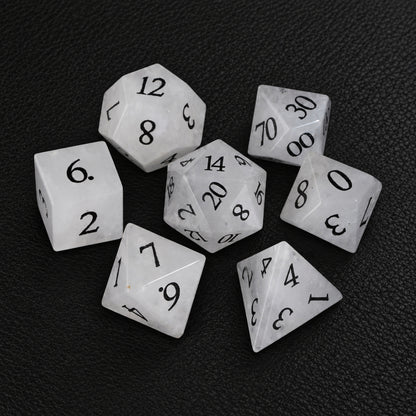 Frostbound Prophecy-Gemstone Dice Set – complete seven-piece set