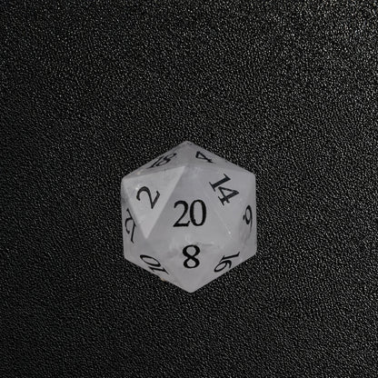Frostbound Prophecy-Gemstone Dice Set – D20 close-up