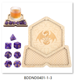 Color-Shift DND Dice & Dragon Coaster Set