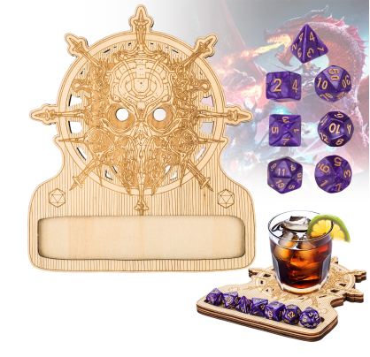 Warlock Coaster with Purple Dice Set
