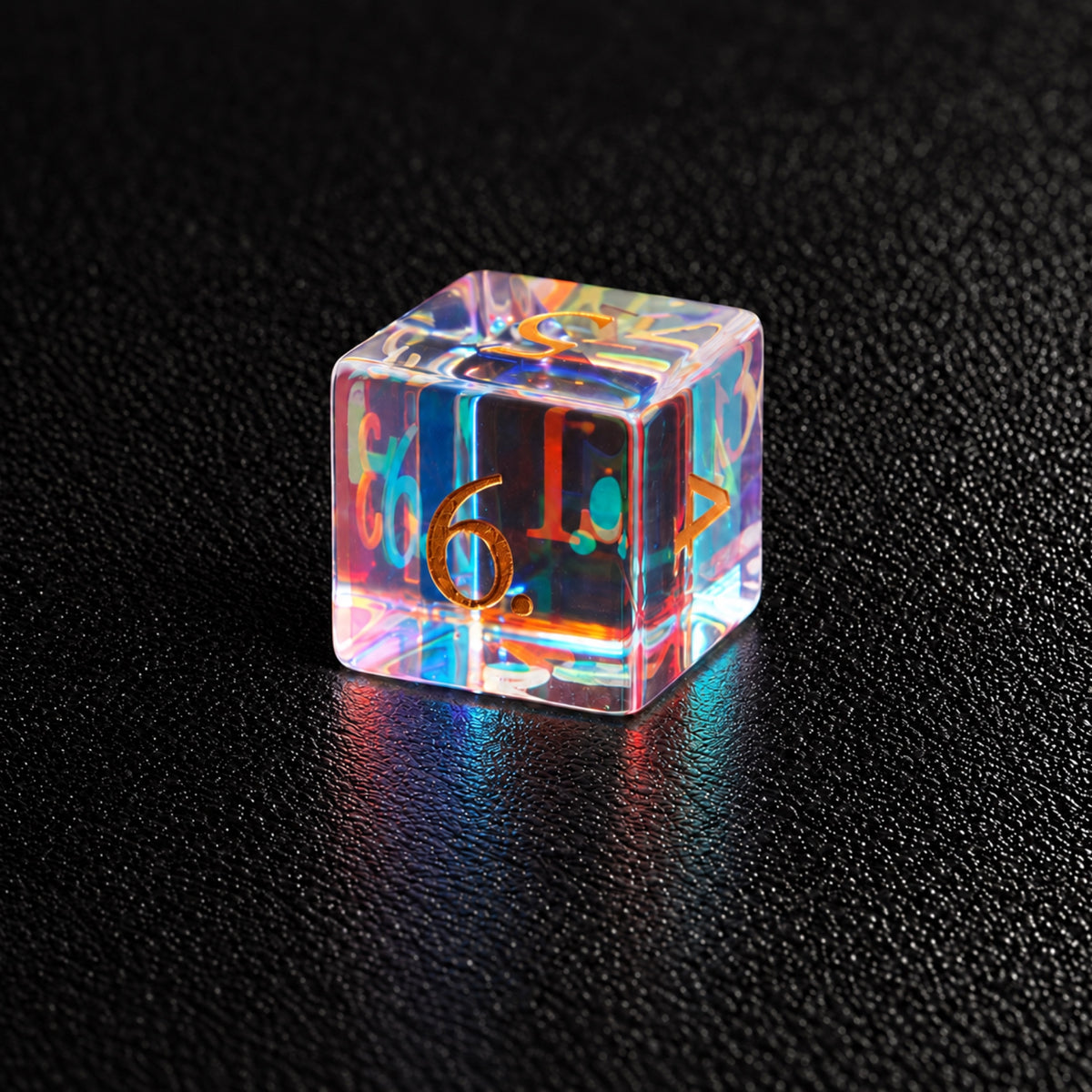 Prismatic Astral Vision-Gemstone Dice Set – D6 close-up