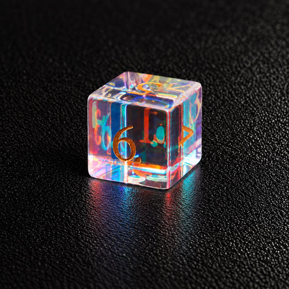 Prismatic Astral Vision-Gemstone Dice Set – D6 close-up
