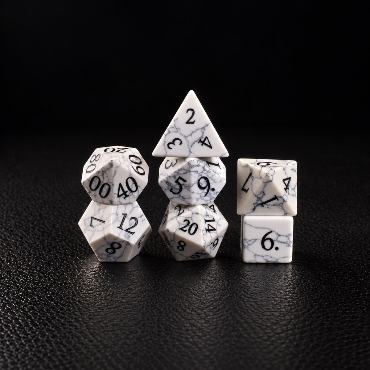Winter Web Curse-Gemstone Dice Set – standing polyhedral set