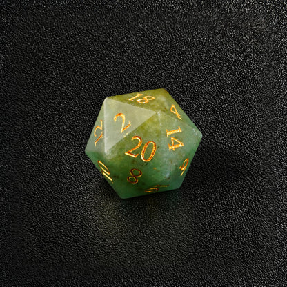 Verdant Grove Oath-Gemstone Dice Set – D20 close-up