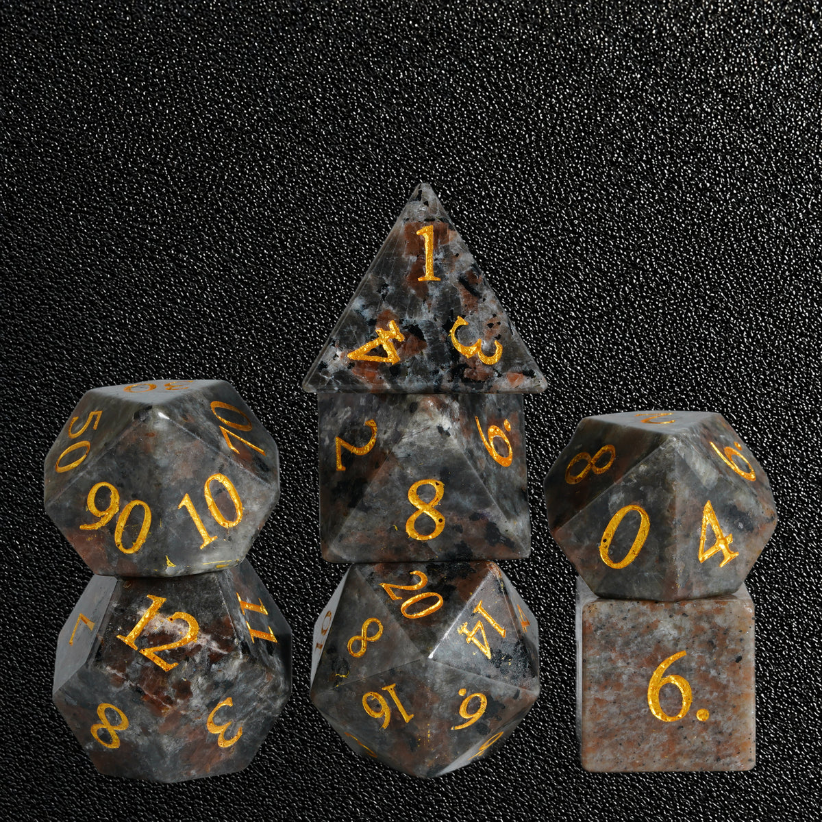 Infernal Flame Pact-Gemstone Dice Set – standing polyhedral set