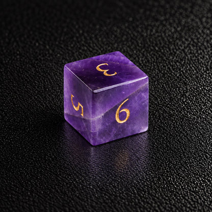 Violet Arcane Oath-Gemstone Dice Set – D6 close-up