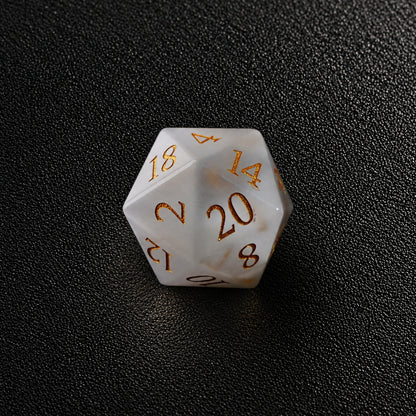 Moonlit Fey Eye-Gemstone Dice Set – D20 close-up