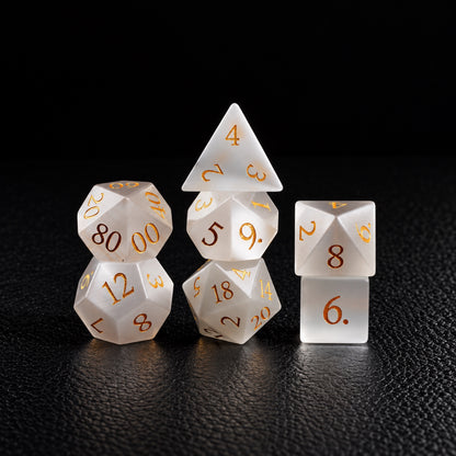 Moonlit Fey Eye-Gemstone Dice Set – standing polyhedral set