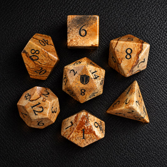 Ancient Map Relic-Gemstone Dice Set – complete seven-piece set