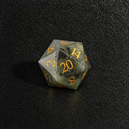Pale Moon Prophecy-Gemstone Dice Set – D20 close-up