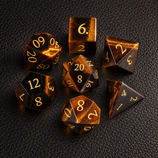 Golden Beast Oath-Gemstone Dice Set – complete seven-piece set