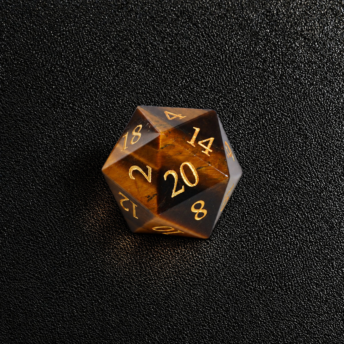 Golden Beast Oath-Gemstone Dice Set – D20 close-up