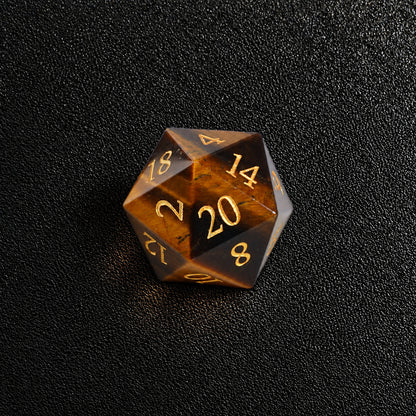 Golden Beast Oath-Gemstone Dice Set – D20 close-up