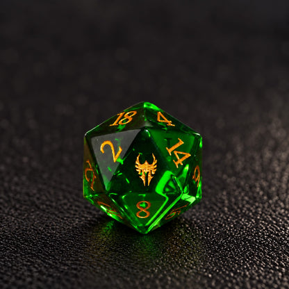 Verdant Sigil-Gemstone Dice Set - D20 detail
