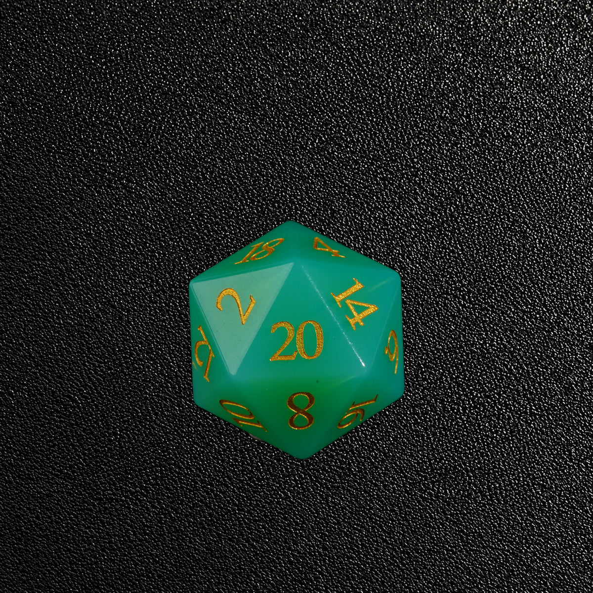Emerald Spirit Grove-Gemstone Dice Set – D20 close-up