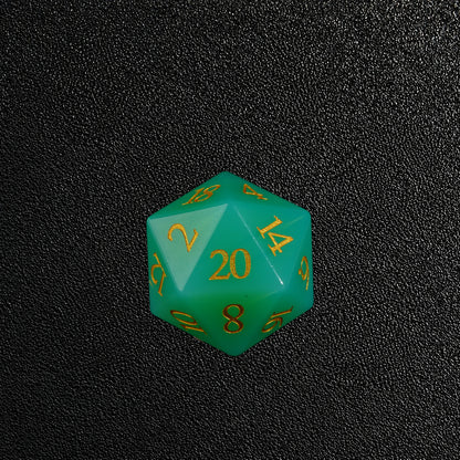 Emerald Spirit Grove-Gemstone Dice Set – D20 close-up