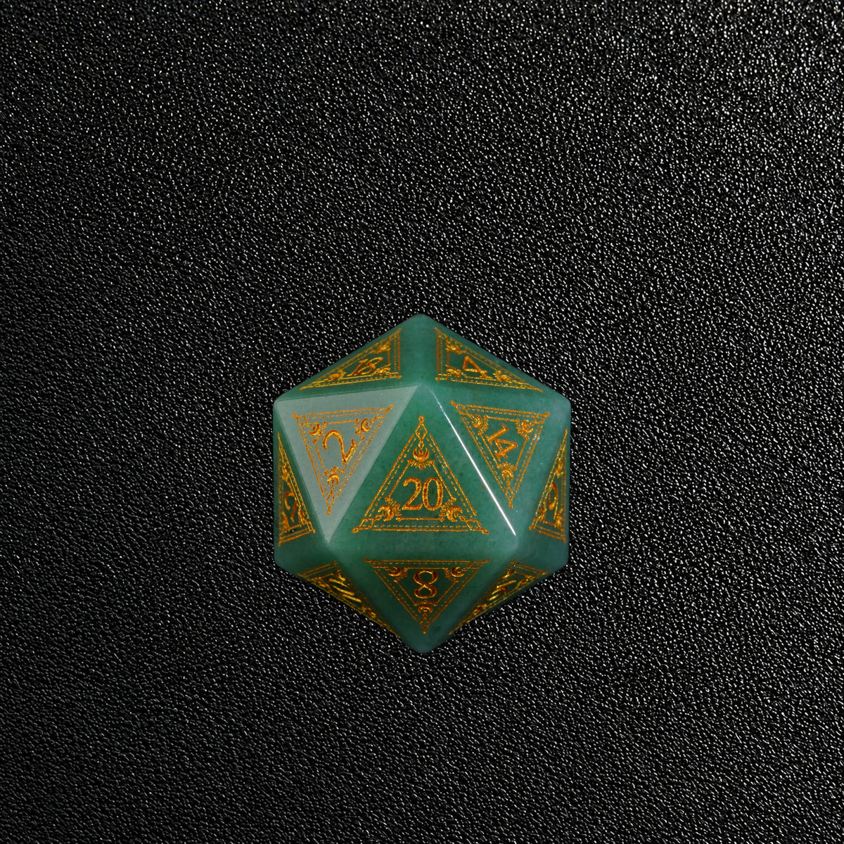 Forest Glyph Relic-Gemstone Dice Set – D20 close-up