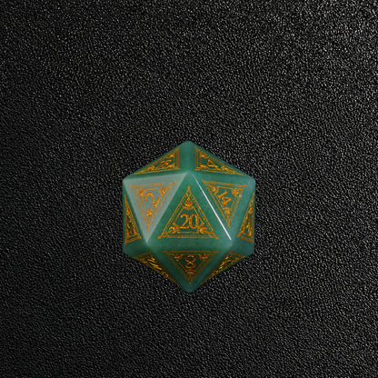 Forest Glyph Relic-Gemstone Dice Set – D20 close-up