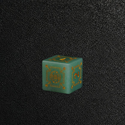 Forest Glyph Relic-Gemstone Dice Set – D6 close-up