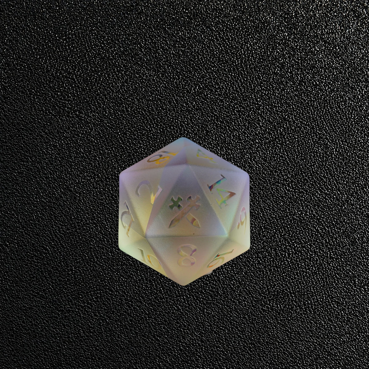 Prismatic Arcane Ward-Gemstone Dice Set – D20 close-up