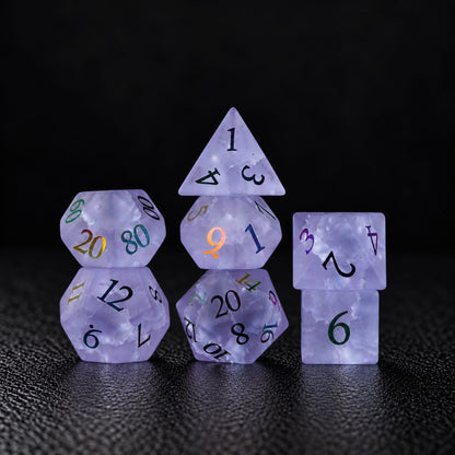 Prismveil Rune-Gemstone Dice Set - standing dice set