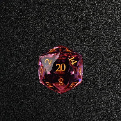 Rosy Fey Covenant-Gemstone Dice Set – D20 close-up