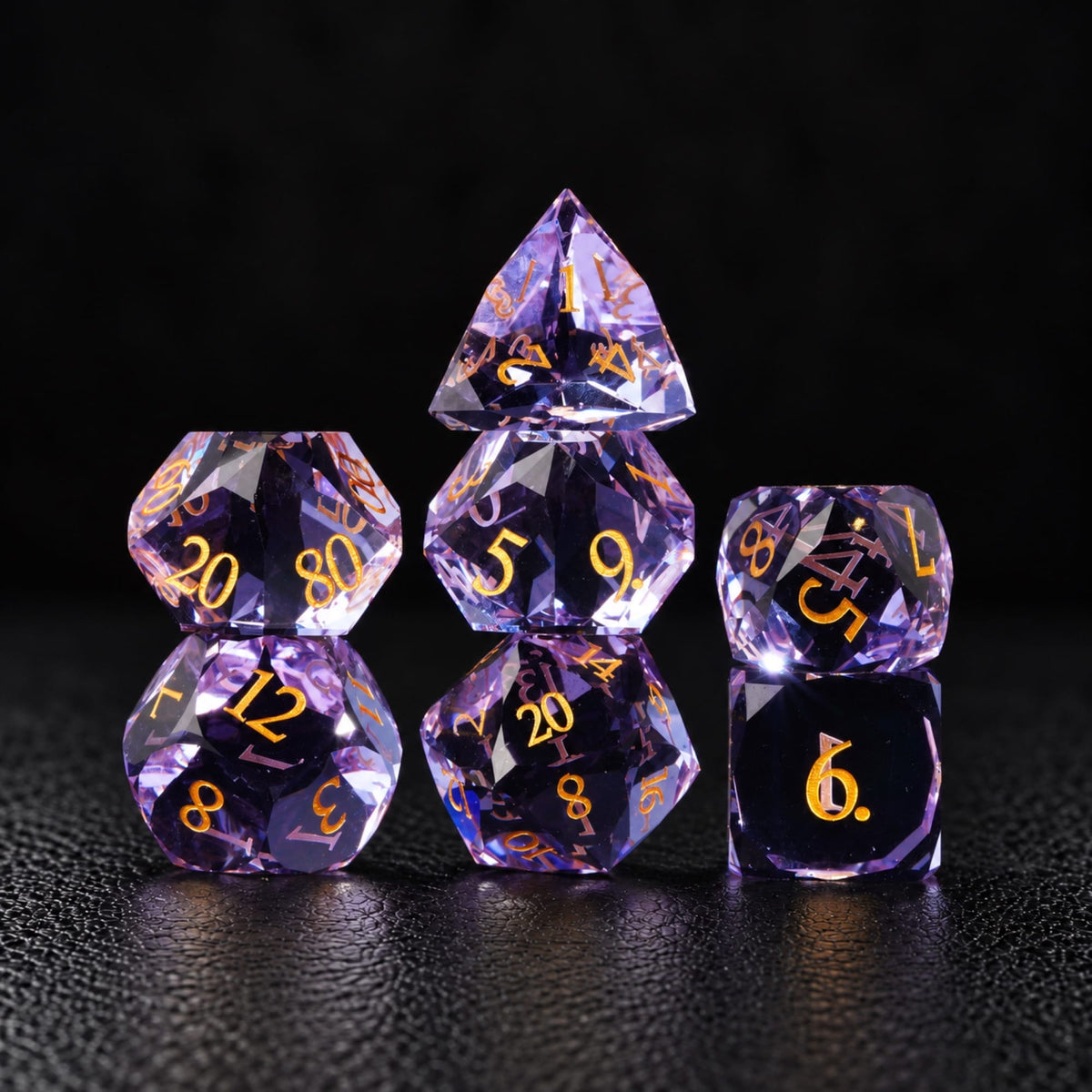 Astral Shard-Gemstone Dice Set - standing dice set