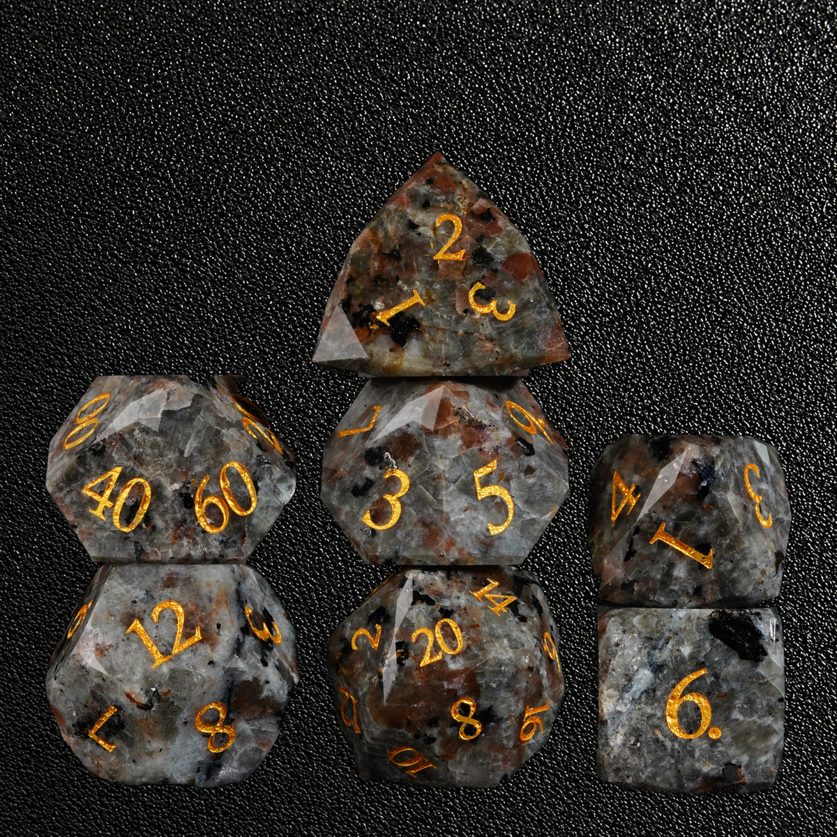 Flamebound Oath Relic-Gemstone Dice Set – standing polyhedral set