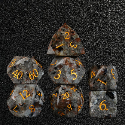 Flamebound Oath Relic-Gemstone Dice Set – standing polyhedral set