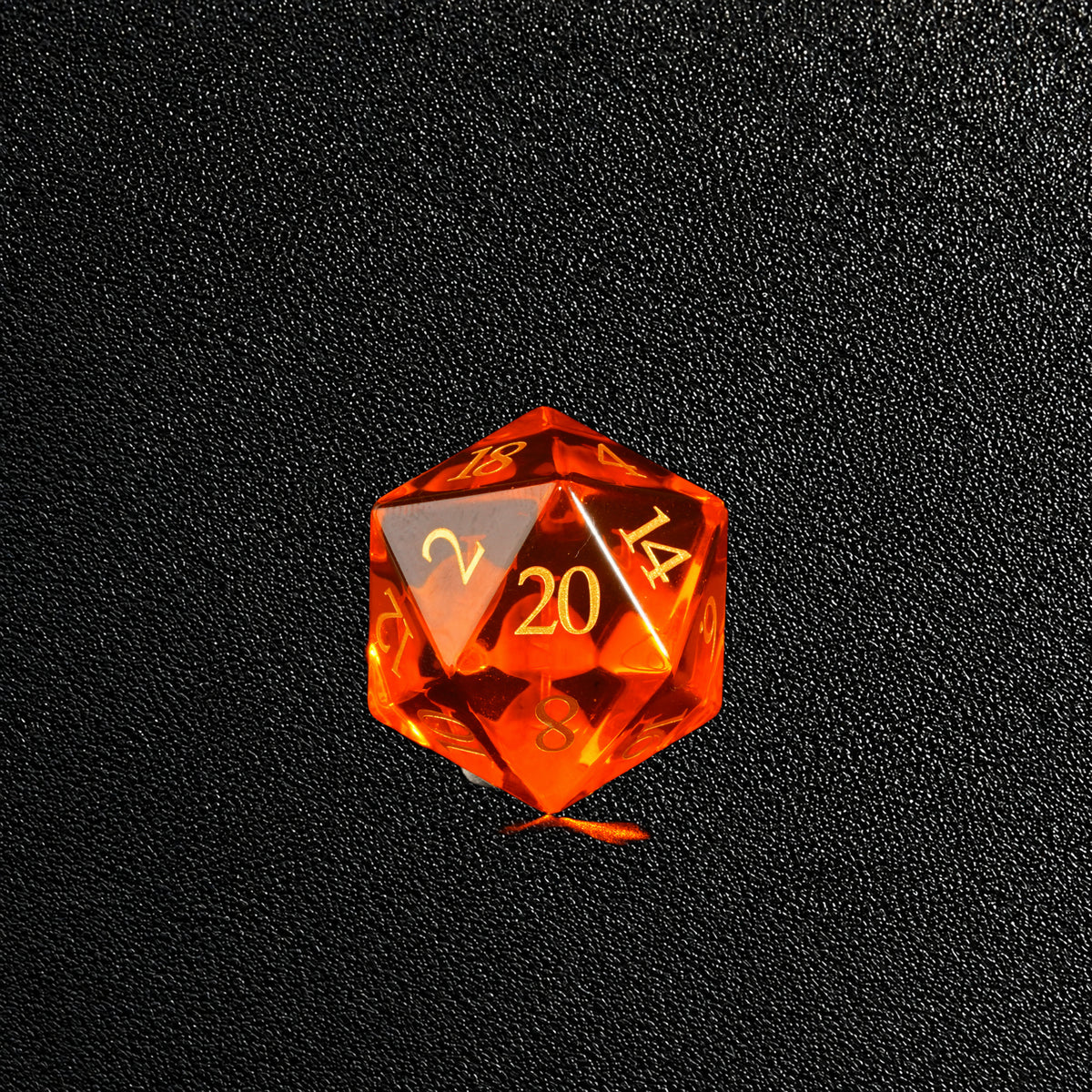 Amber Quest Relic-Gemstone Dice Set – D20 close-up