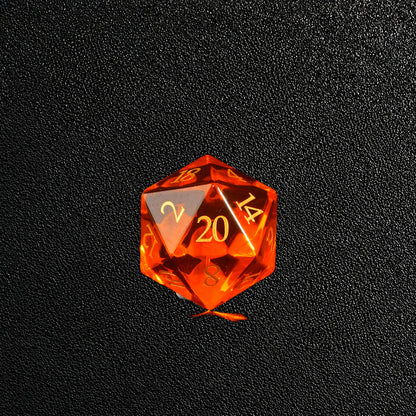 Amber Quest Relic-Gemstone Dice Set – D20 close-up