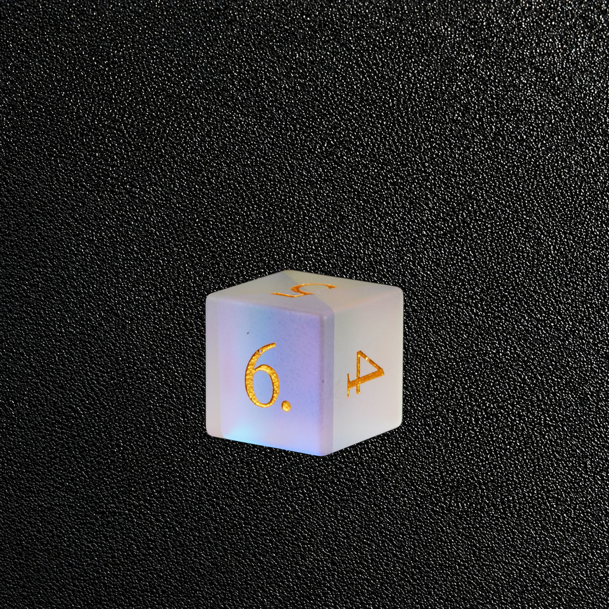 Gilded Mirage Veil-Gemstone Dice Set – D6 close-up