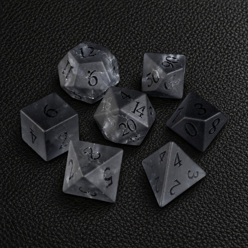 Ashen Rift Pact-Gemstone Dice Set – complete seven-piece set