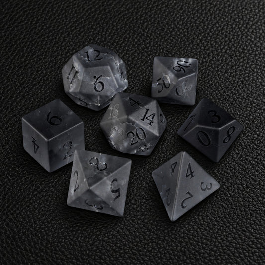 Ashen Rift Pact-Gemstone Dice Set – complete seven-piece set