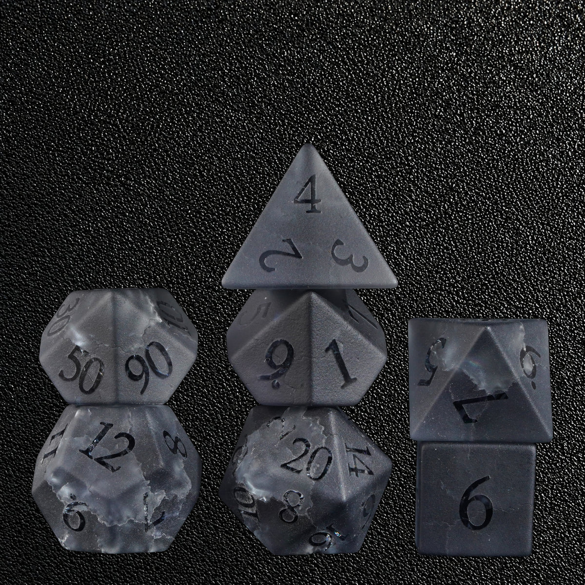 Ashen Rift Pact-Gemstone Dice Set – standing polyhedral set