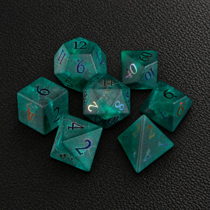 Chromatic Storm Sigil-Gemstone Dice Set – complete seven-piece set