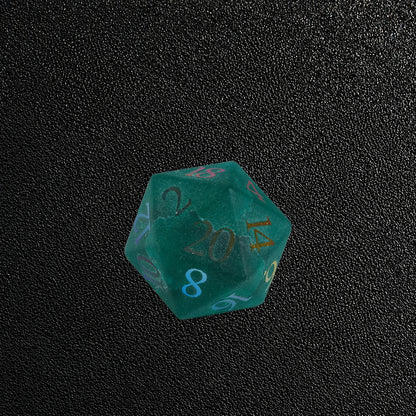 Chromatic Storm Sigil-Gemstone Dice Set – D20 close-up