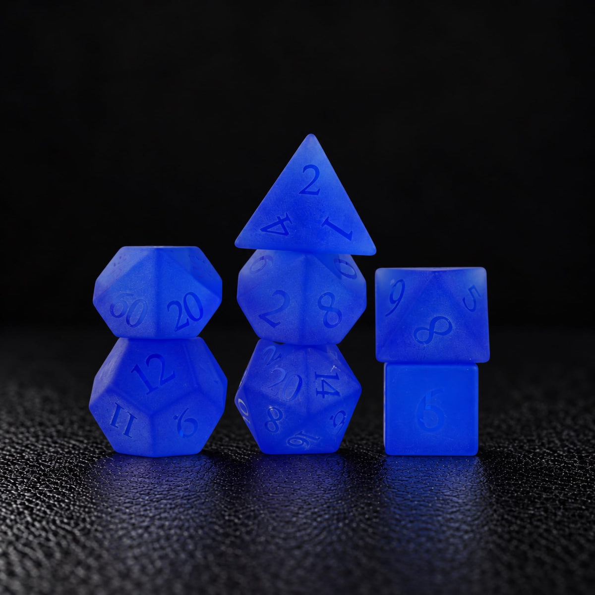 Abyssal Tide-Gemstone Dice Set - standing dice set