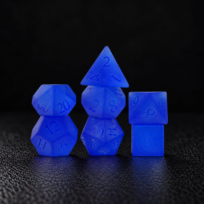 Abyssal Tide-Gemstone Dice Set - standing dice set